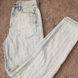 vertical stripped mom / boyfriend jeans